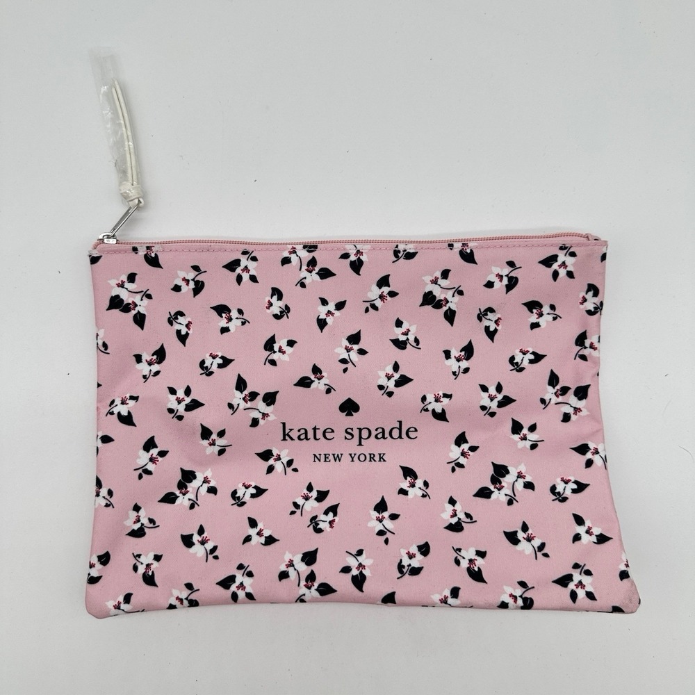 Kate Spade Aster Print Make Up Bag Zip Waterproof Liner Beach Travel Feminine